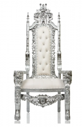 Lionhead Throne Chair White & Silver