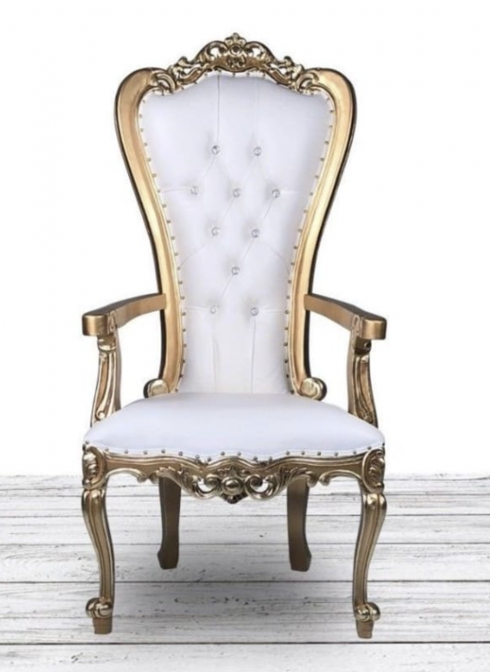 White & Gold Wedding Throne Chair